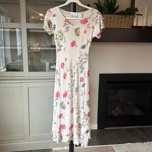 90s - early 2000s Flowy Floral Midi Dress